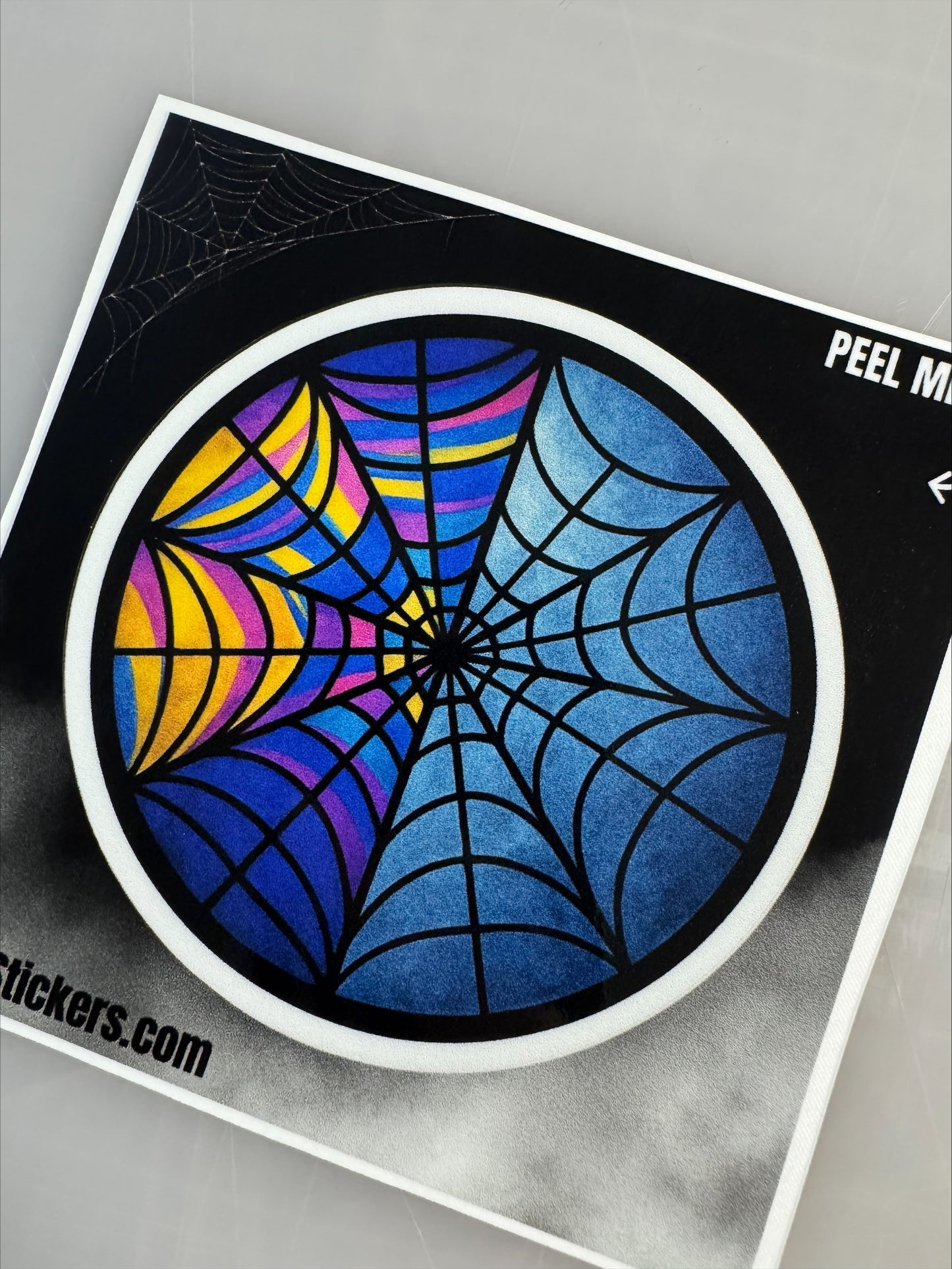Stained Glass Spiderweb Sticker
